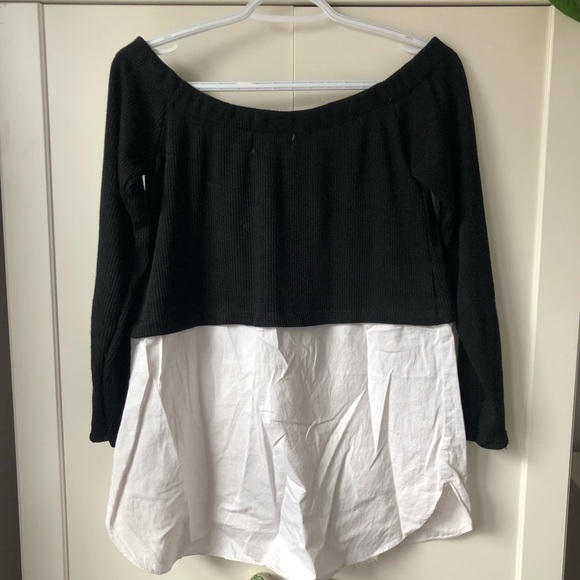 Black and white blouse layered style blouse - Picture 5 of 5